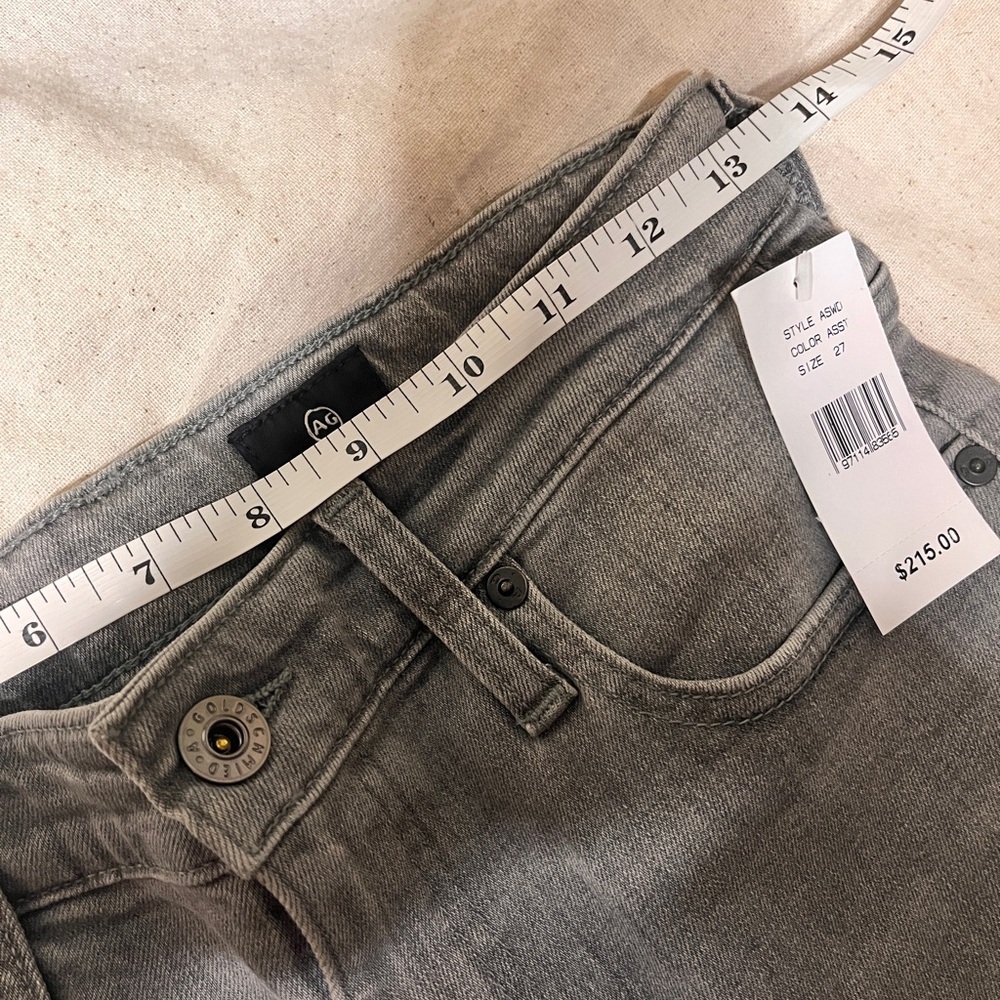 New AG Adriano Goldschmied High Rise Wide Leg Cropped Denim Jeans 27 Light Gray - Picture 11 of 16